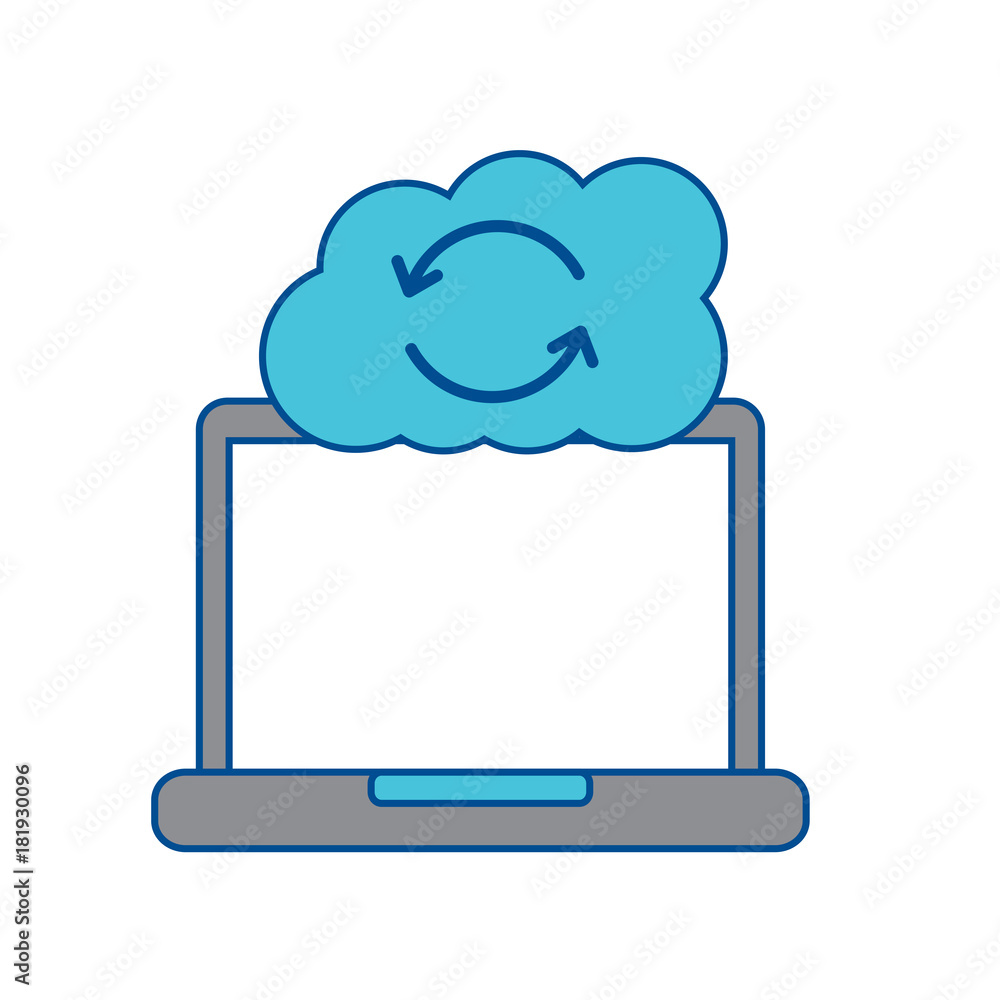 cloud storage with laptop computer icon image vector illustration design grey and blue cloud storage with laptop computer icon image vector illustration design grey and blue