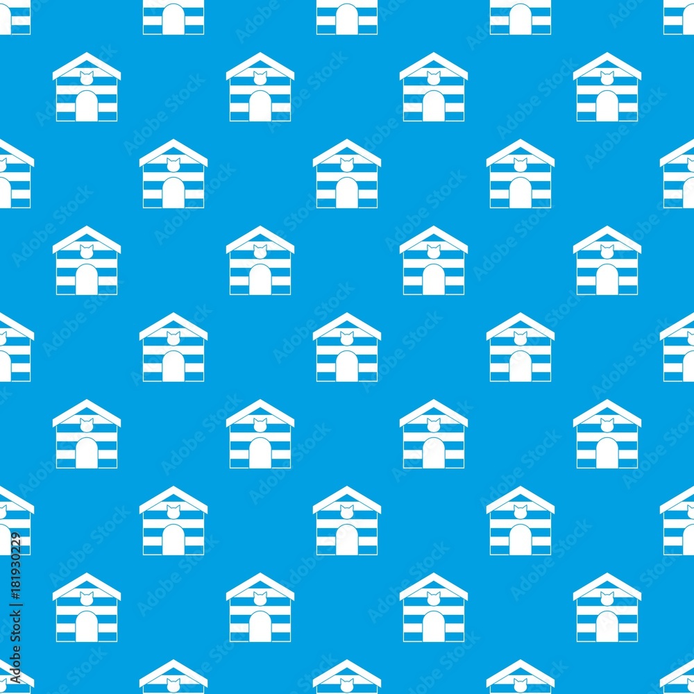 Fototapeta premium Cat house pattern seamless blue