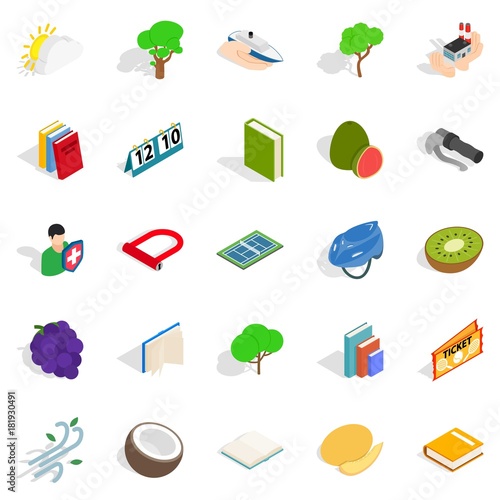 Natural resistance icons set, isometric style