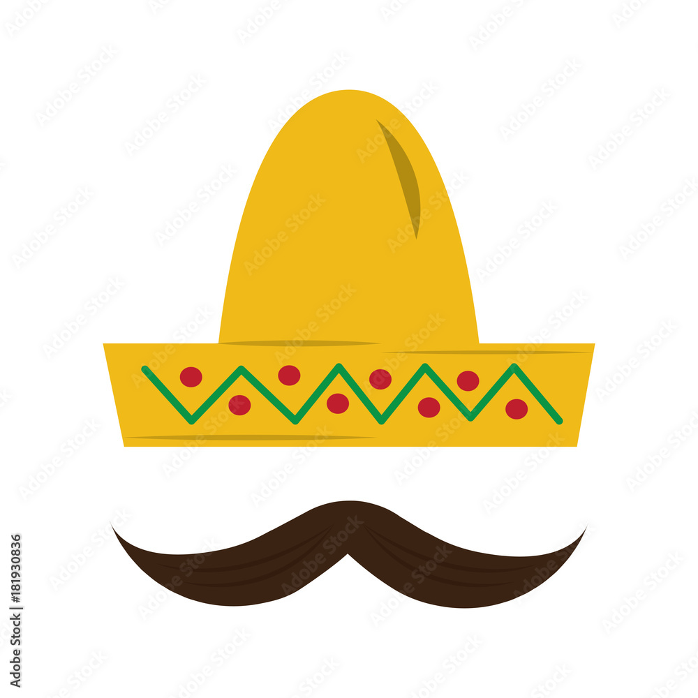 mexican hat and mustache carnival costume vector illustration