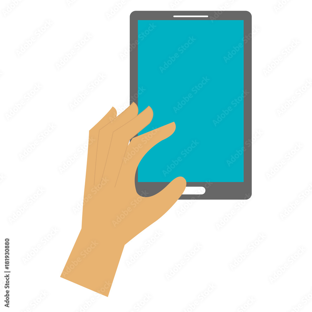 hands human with smartphone device vector illustration design