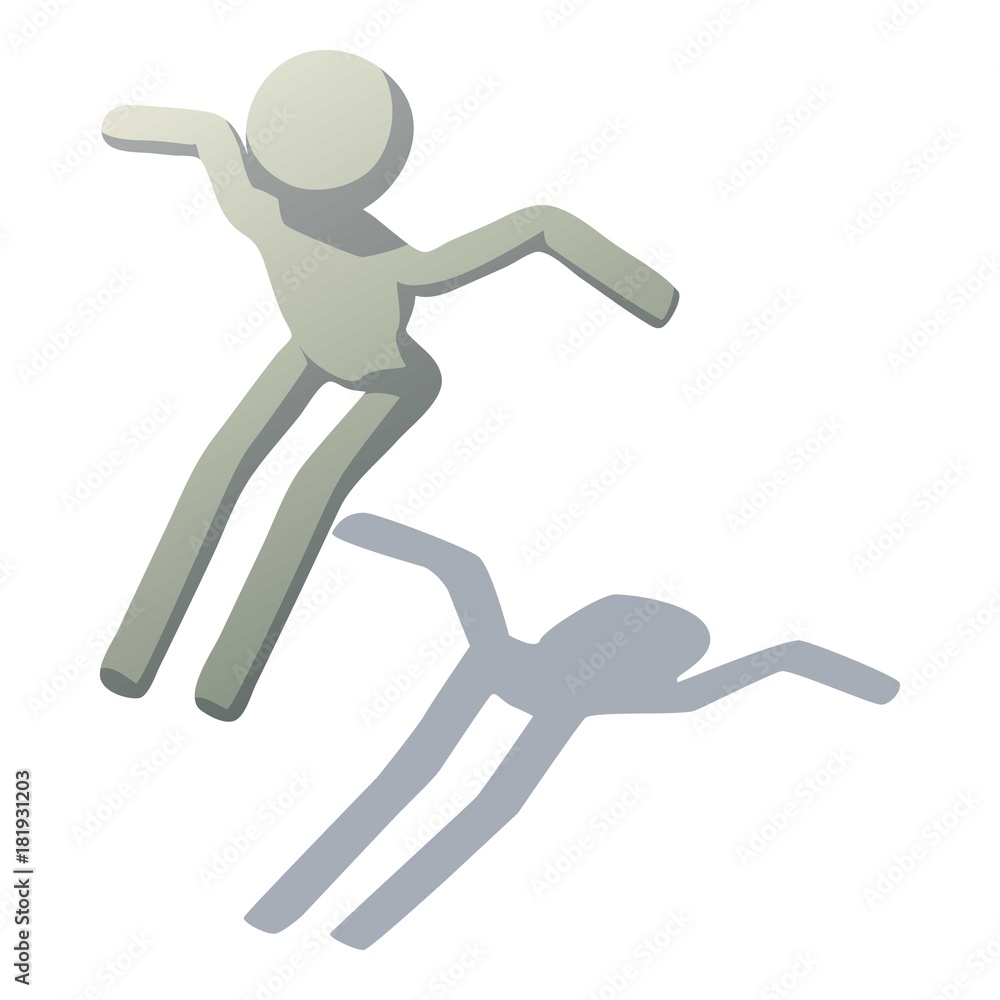 Stick man leaping icon, isometric style Stick man leaping icon, isometric style
