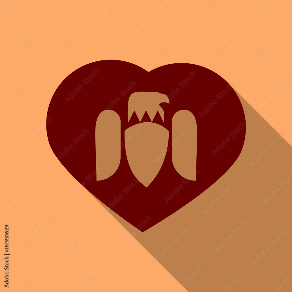 wings heart emblem in flat style in shadow wings heart emblem in flat style in shadow