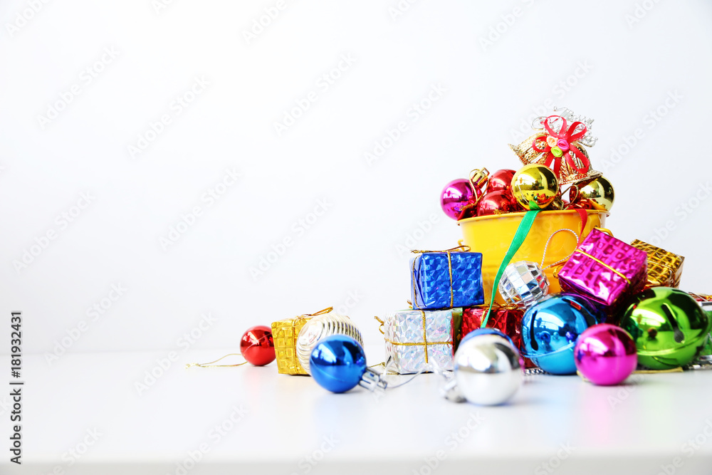 Gift boxes New year accessories.Christmas concept copy space