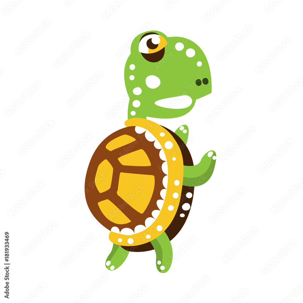 Obraz premium Scary green turtle standing with flippers up