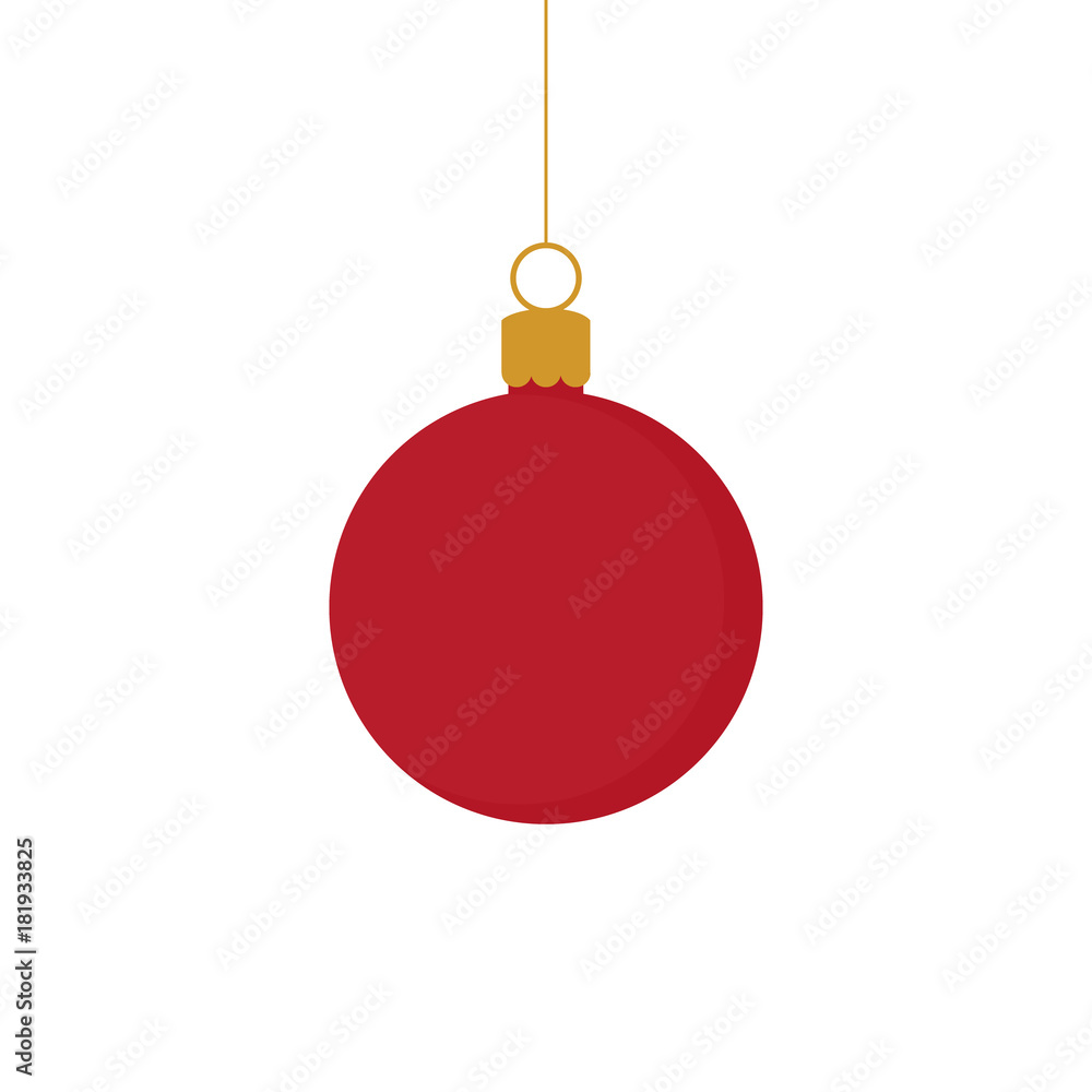 Christmas red and gold ball ornament vector illustration. Festive ball hanging on a string. Christmas red and gold ball ornament vector illustration. Festive ball hanging on a string.