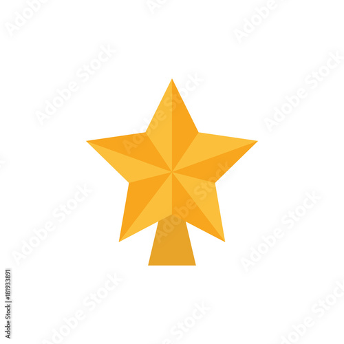 Gold decorative star. Christmas ornament on tree. Xmas golden star vector illustration  graphic icon.