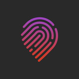 Pin icon with fingerprint patern