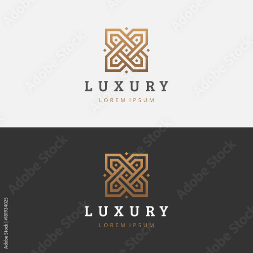 Universal cross ornament logotype. Abstract line creative logo icon design
