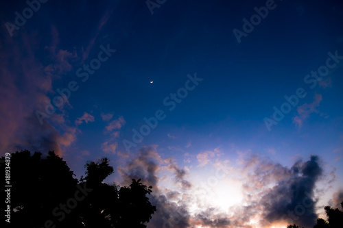 Backgrounds night sky with crescent moon