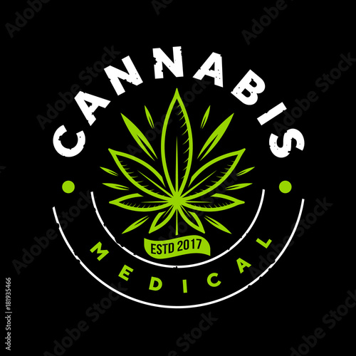 medical green cannabis emblem logo template