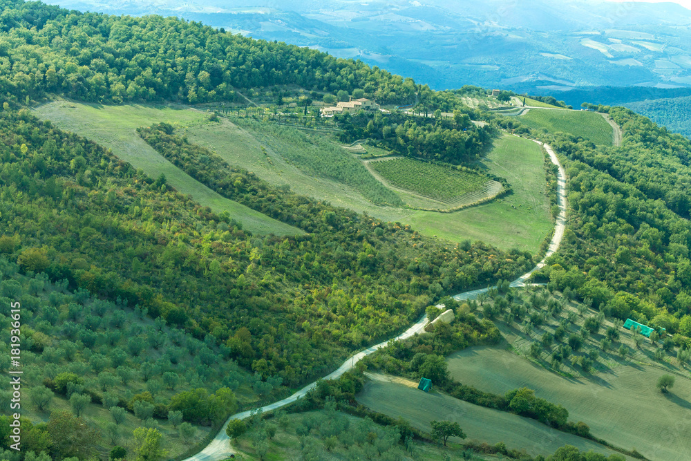 Tuscany hills whith road. Italy