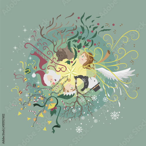 Christmas and New year greeting card design
