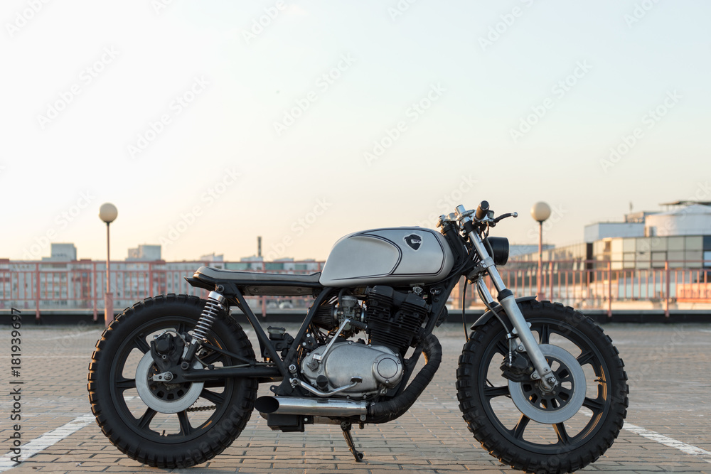 Fototapeta premium Vintage custom motorcycle on parking