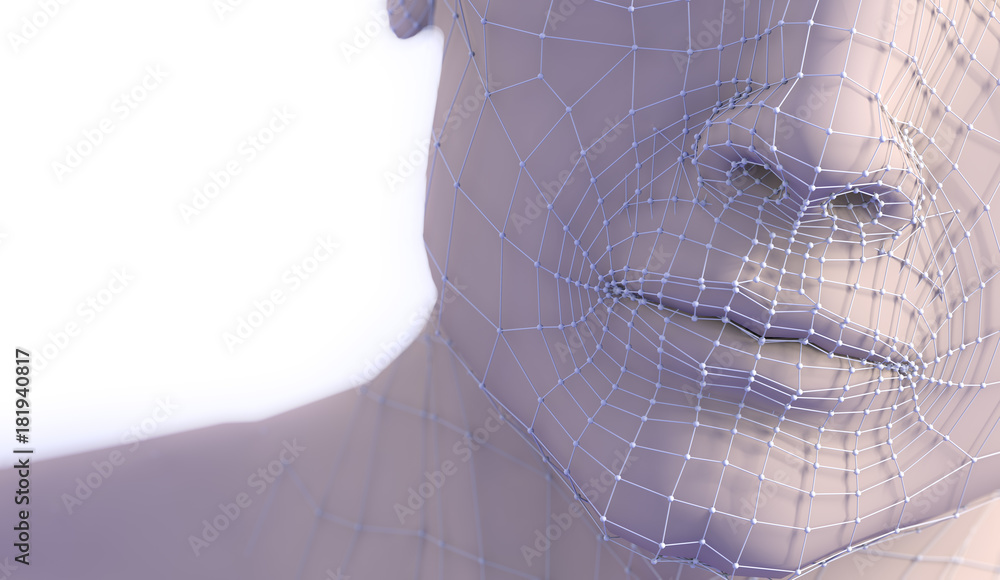 Imagen 3d de operación de estetica.Tratamiento antiedad.Malla y lineas en  la cara.Cosmética y salud.Medicina antienvejecimiento Stock Illustration |  Adobe Stock