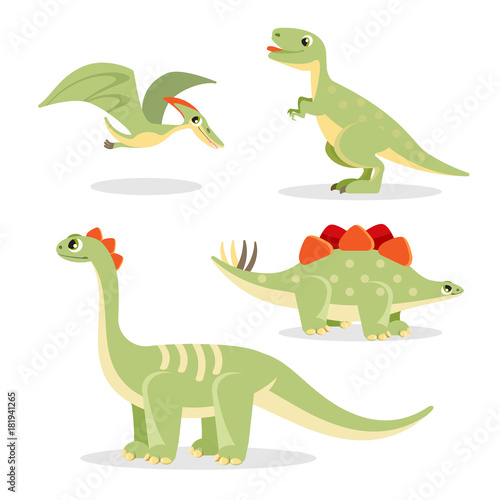 Dinosaurs collection of funny icons on vector illustration