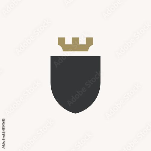 Shield with crown. Coat of arms. Signs/symbols/stickers vector design element.