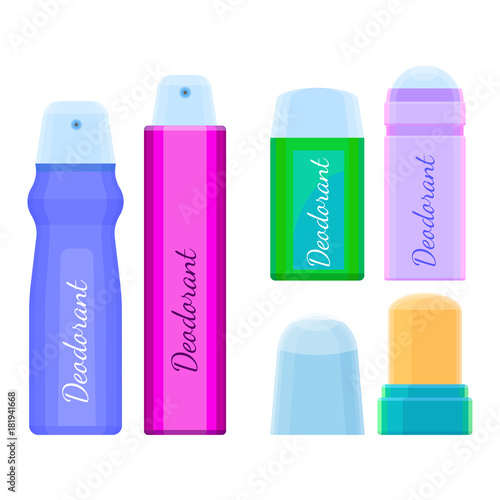 Deodorants collection of icons with labels on vector illustration
