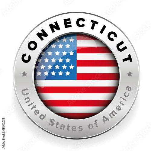 Connecticut Usa flag badge button