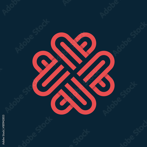 Heart vector symbol. Valentines day ribbon logotype. Abstract line medical health logo icon design. Cardiology Medical Health care Logotype concept icon.
