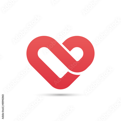 Heart vector symbol. Valentines day ribbon logotype. Abstract line medical health logo icon design. Cardiology Medical Health care Logotype concept icon.
