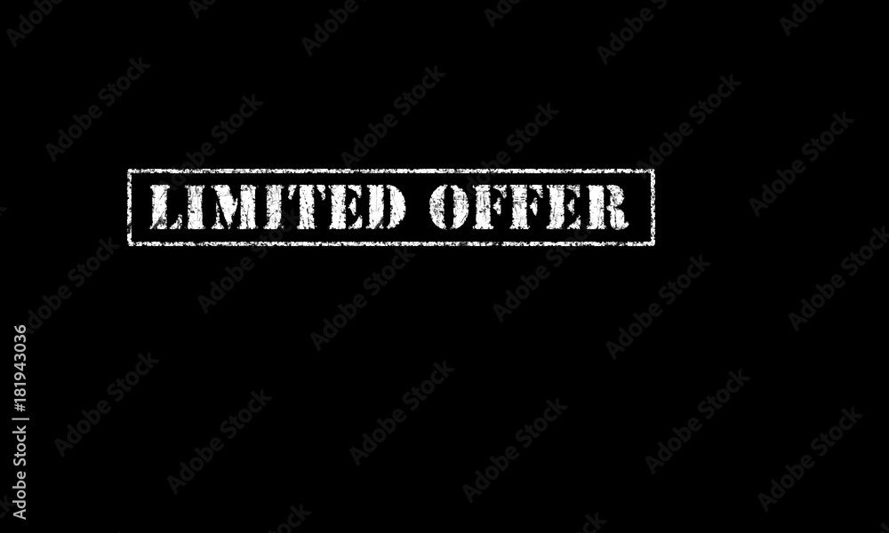 limited offer rubber stamp stencil text on a black background limited offer rubber stamp stencil text on a black background
