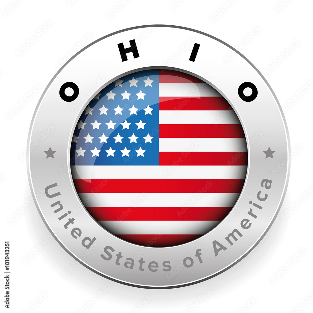 Ohio Usa flag badge button Ohio Usa flag badge button