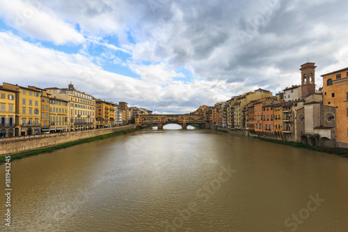 The famous bridge Ponte Vecchio over the river Arno  Florence  Italy
