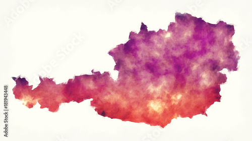 Quadro em tela Austria watercolor map in front of a white background