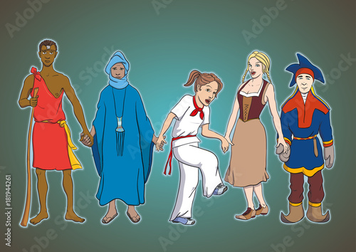 United we stand. Illustrazione vettoriale sull'unità di persone diverse