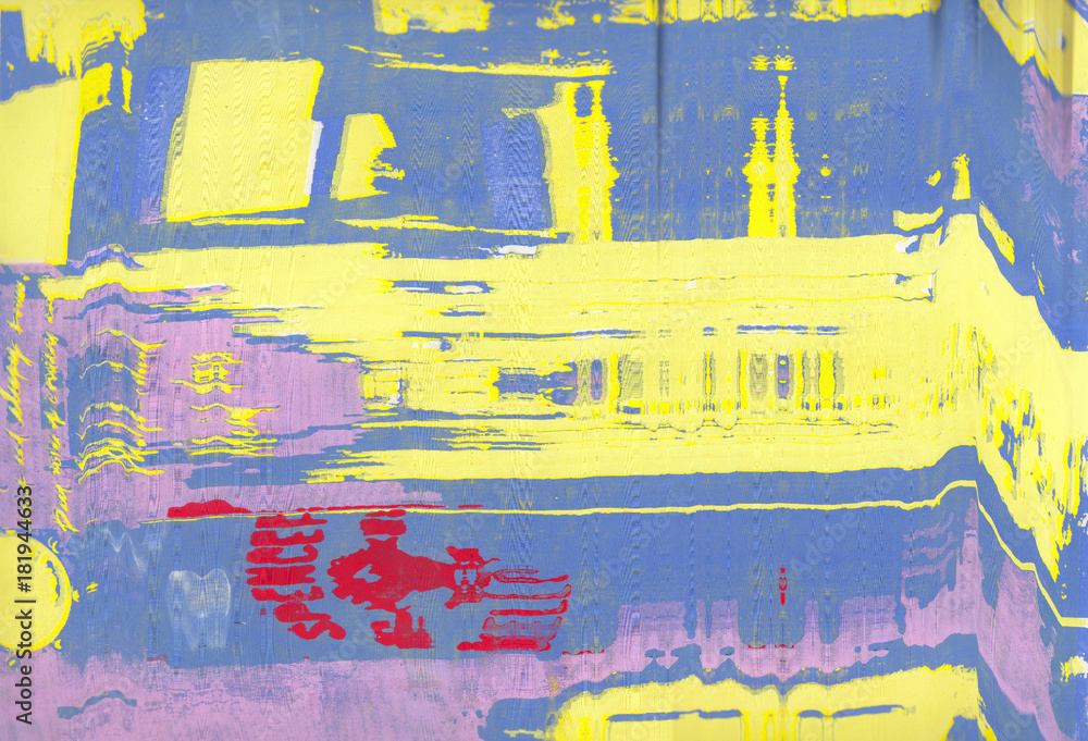 Fototapeta premium Corrugated abstract background. Silk screen on paper and created by scanner. Multicolored background. Modern art. Contemporary art. Abstract art.