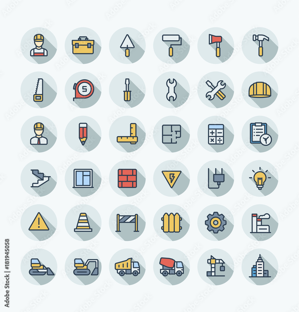 Vector flat thin line icons set and graphic design elements ...