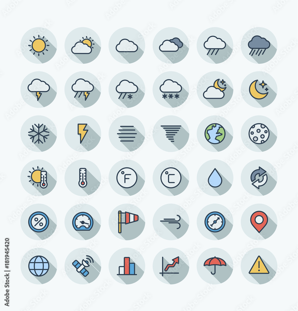 Vector flat thin line icons set and graphic design elements ...