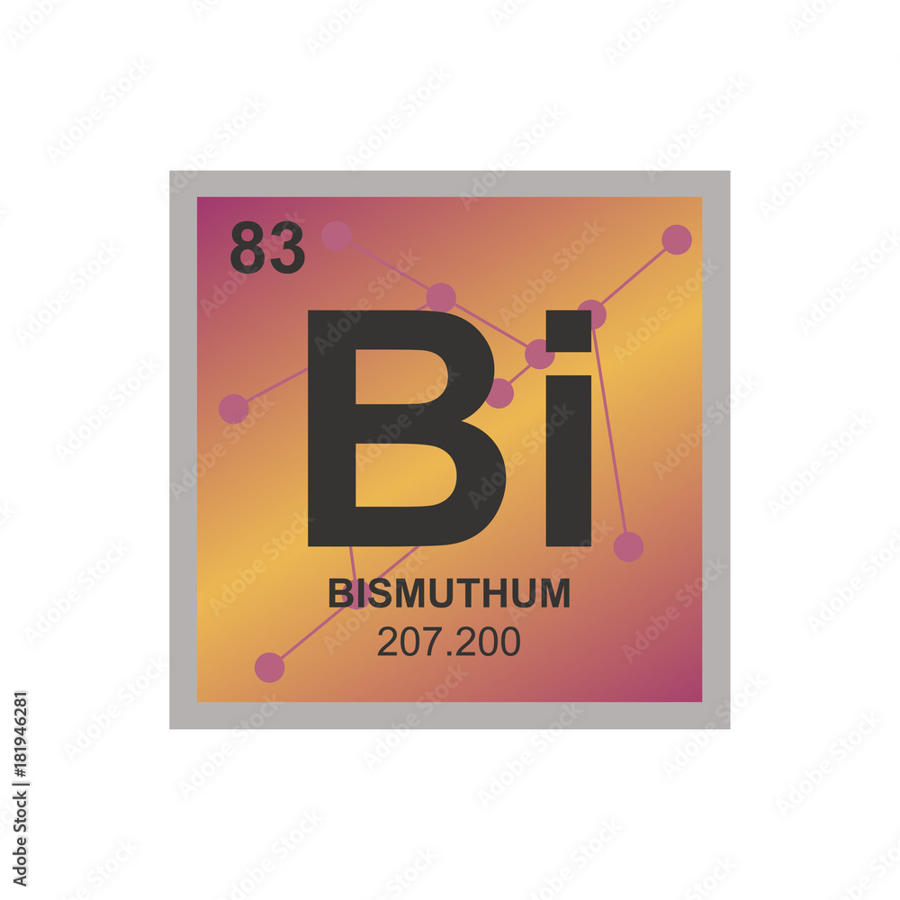 Vector symbol of Bismuth from the Periodic Table of the elements on the background from connected molecules