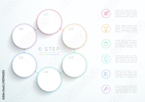 Infographic Simple White 6 Step Connected Circles