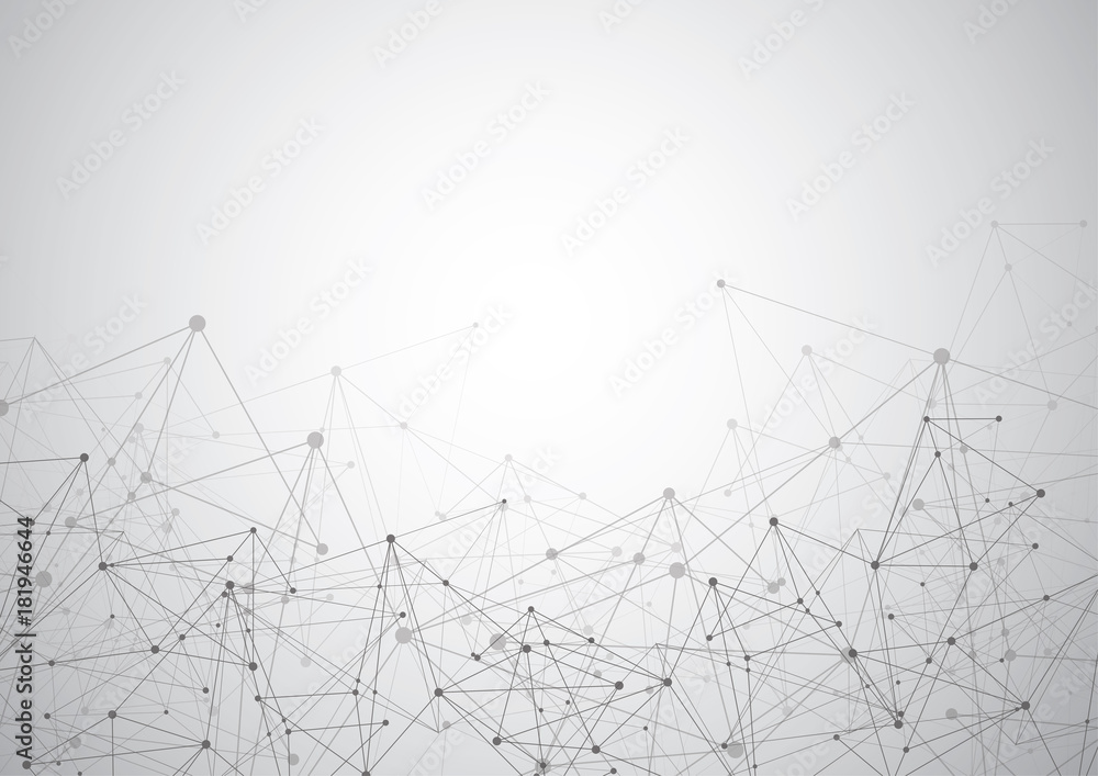 Abstract Polygonal Space Background with Connecting Dots and Lines. Vector Illustration