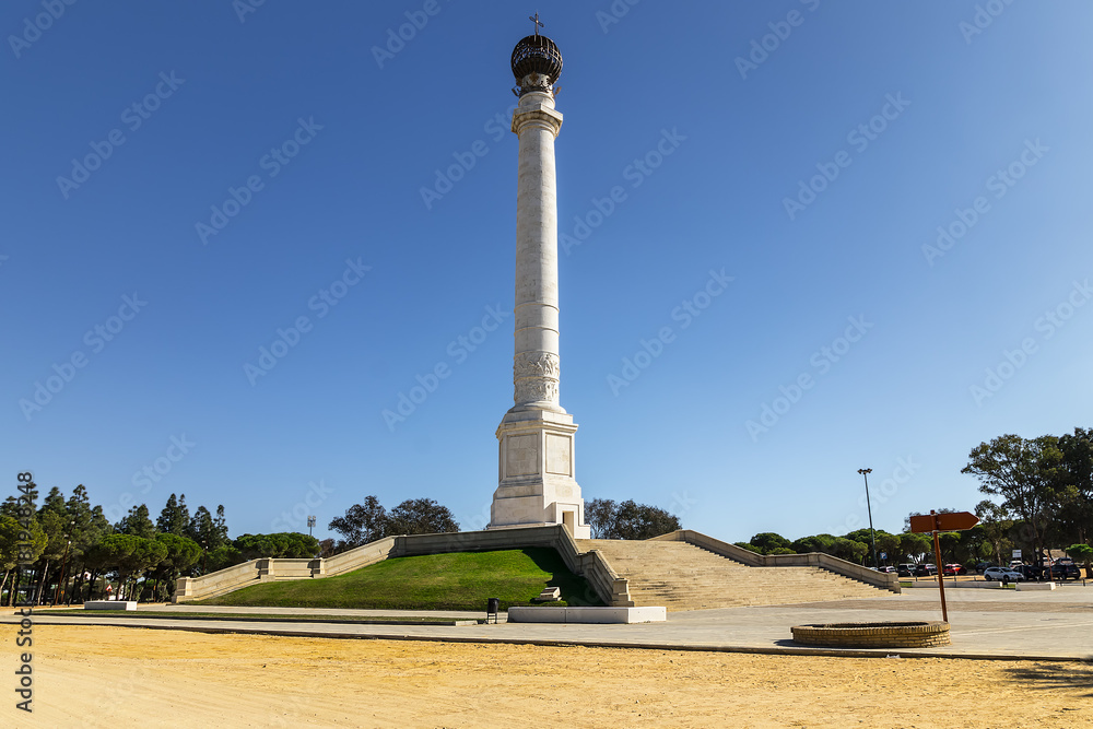 Monument to the Discoverers, 400th Anniversary Column, Palos de la Frontera, Huelva, Spain. Columbus discovery.