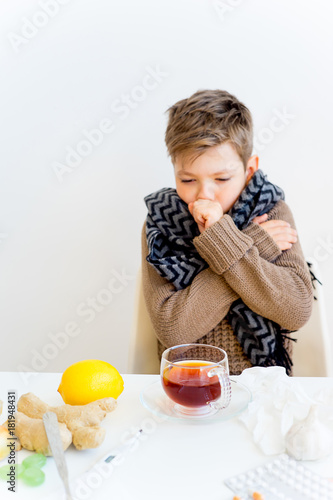 Boy having flu