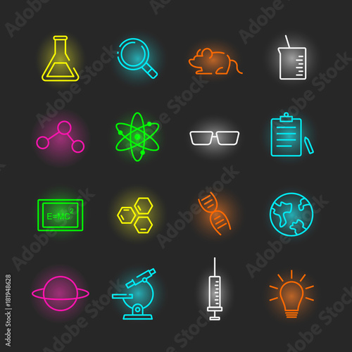 science neon icon set