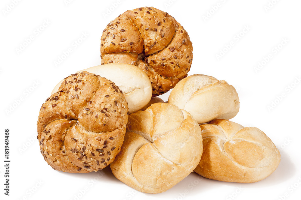 Kaiser roll concept in white studio background. Mini bread isolated on white background, Delicious Kaiser rolls. Bakery concept. Kaiser roll concept in white studio background. Mini bread isolated on white background, Delicious Kaiser rolls. Bakery concept.