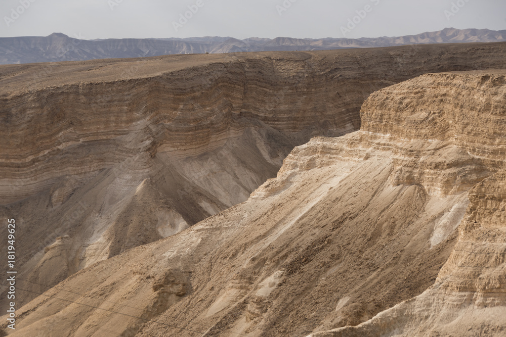 Rock formations in a canyon, Masada, Judean Desert, Dead Sea Region, Israel Rock formations in a canyon, Masada, Judean Desert, Dead Sea Region, Israel