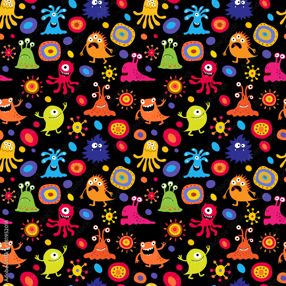Stylish children's pattern with monsters and pattern Stylish children's pattern with monsters and pattern