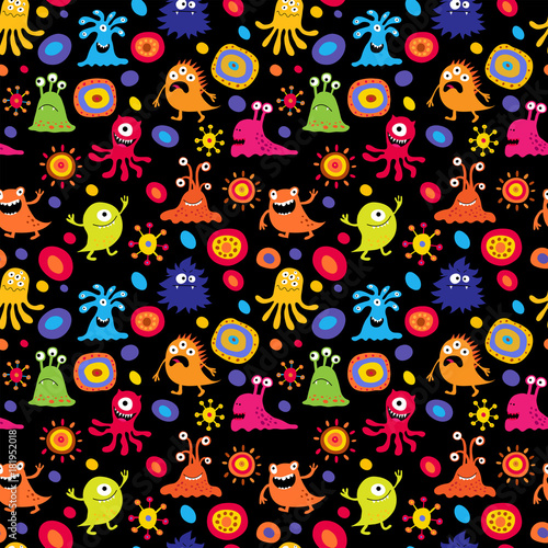 Stylish children's pattern with monsters and pattern