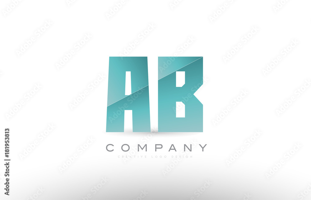 Fototapeta premium ab a b alphabet letter green logo icon design