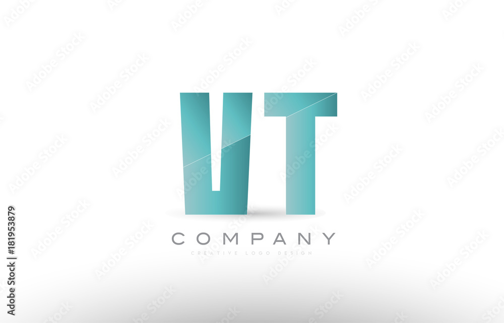 Fototapeta premium vt v t alphabet letter green logo icon design
