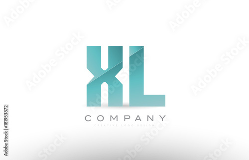 xl x l alphabet letter green logo icon design