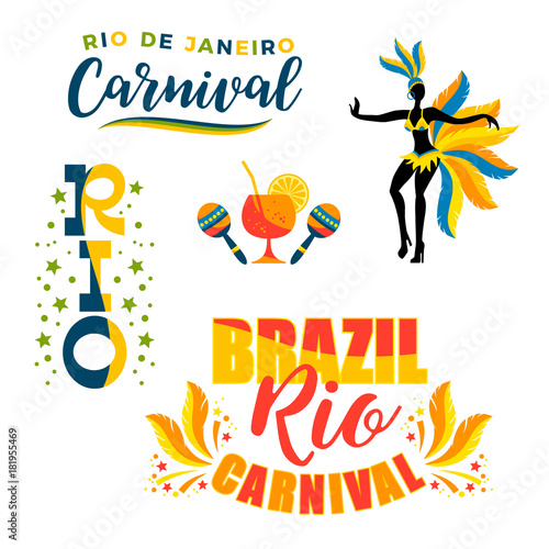 Brazilian Carnival. Big set of vector emblems
