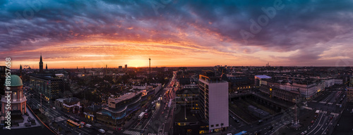 Panorama sunrise over Tivoli in Copenhagen photo