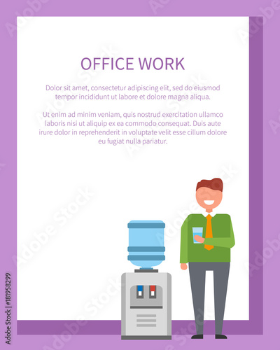 Office Work Poster Man near Water Cooler Poster
