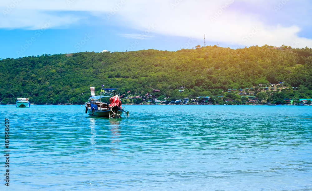 Longtail boat in andaman sea Phi Phi Islands Krabi Thailand.
